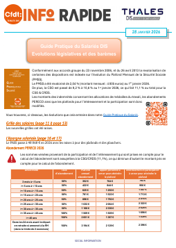 DIS - Info Rapide - Guide Pratique du Salarié DIS - Evolutions législatives et barèmes